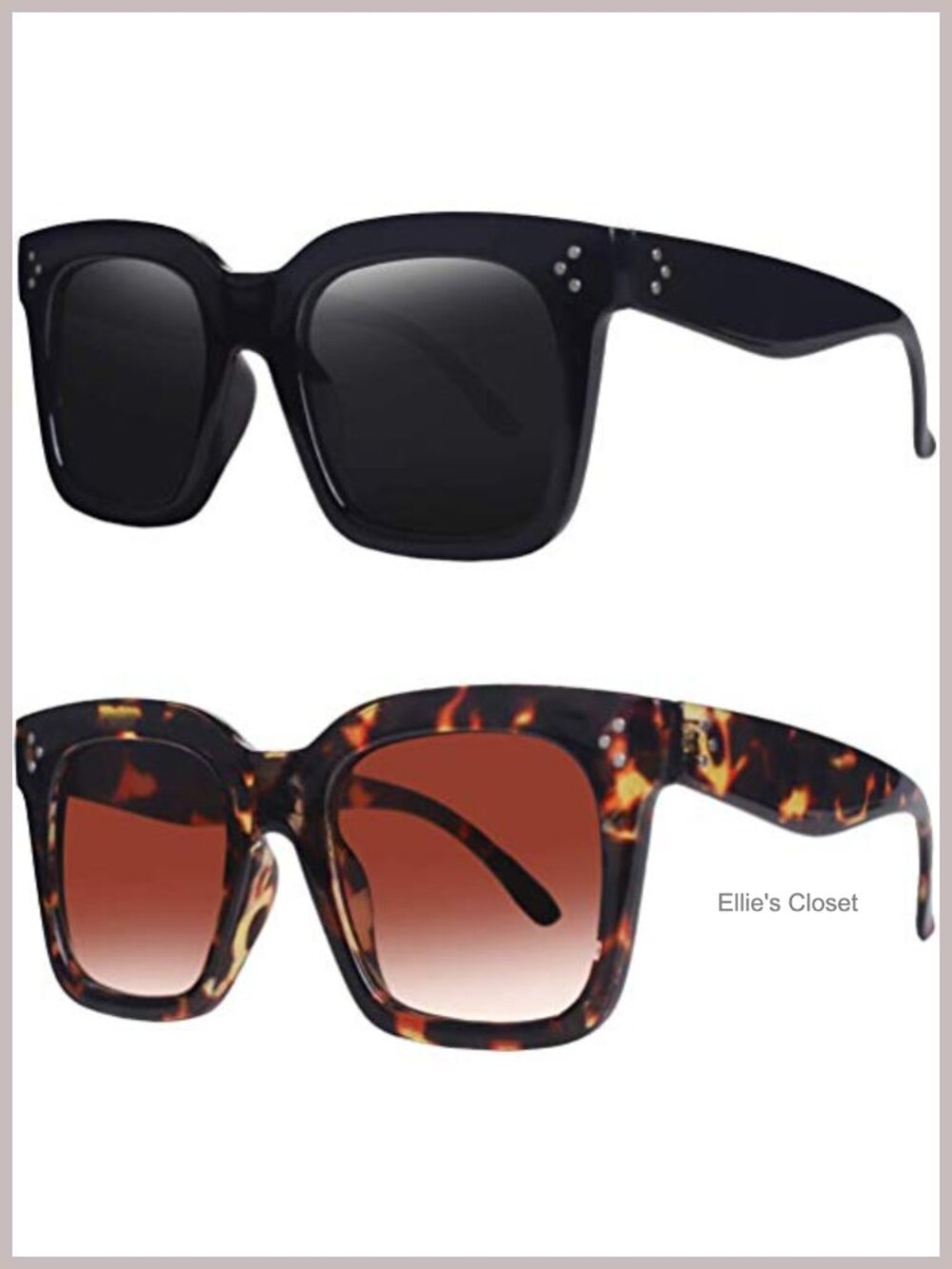 Oversized Square Sunglasses Retro UV400 Full-Frame Plastic